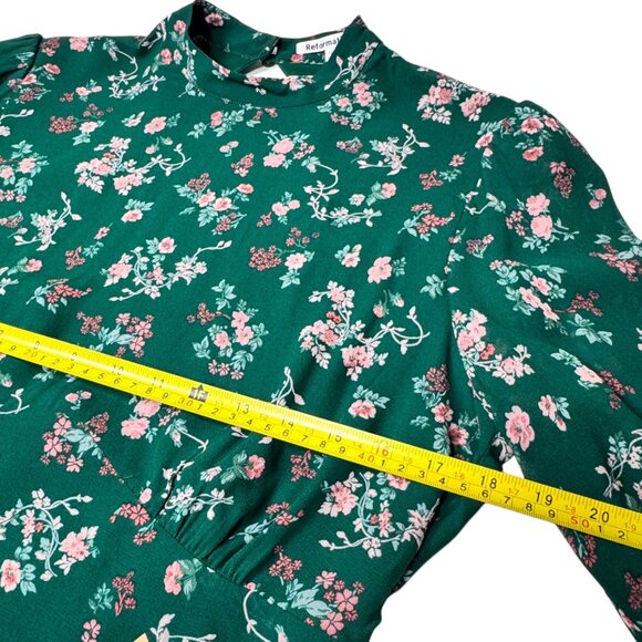 NWOT REFORMATION Raye Top Sz.12 Floral Green Tie Waist Open Back Boho Fairy - Picture 8 of 14